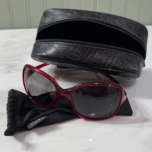 Oakley Burgundy Sunglasses with Embossed Black Case